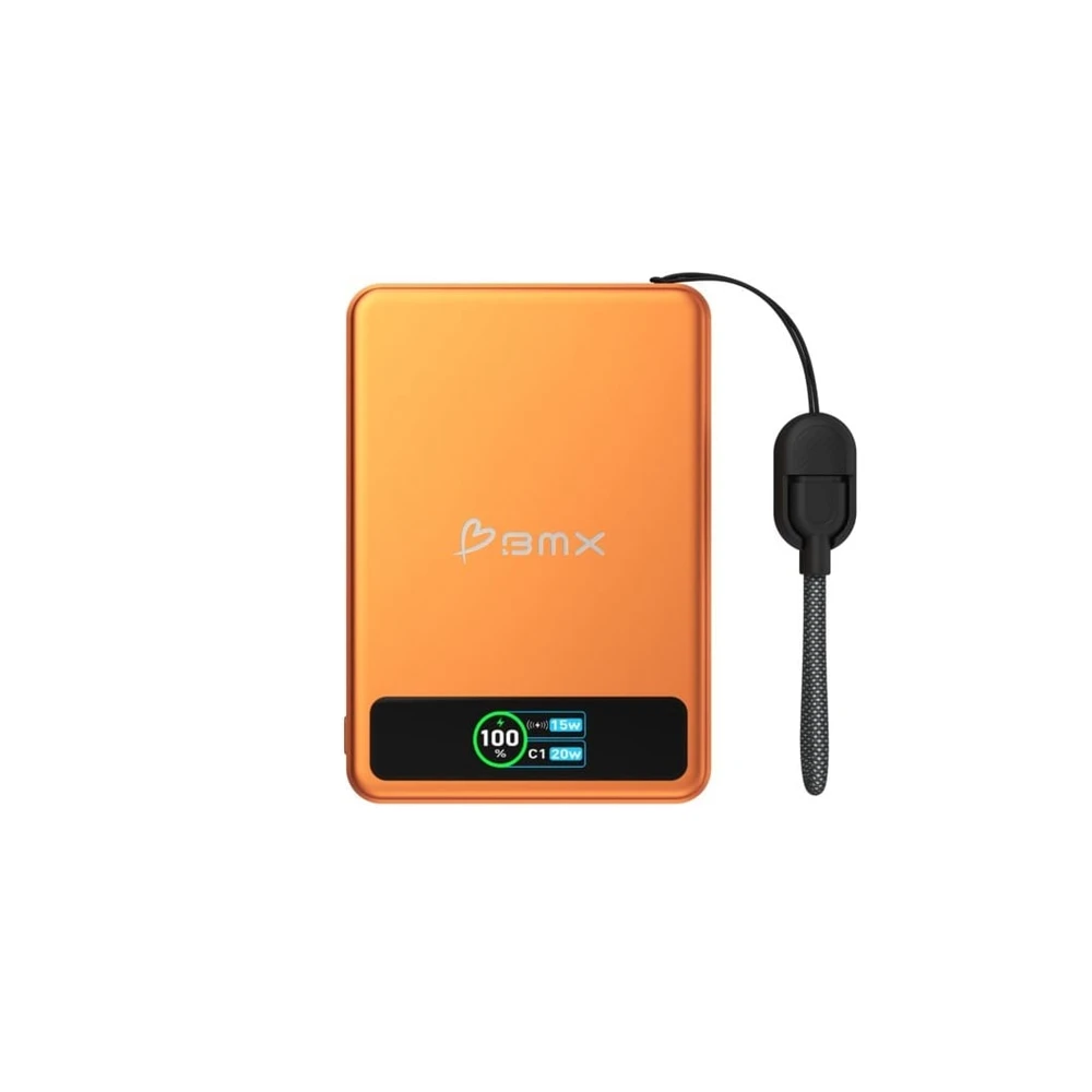 BMX SolidSafe Magnet Powerbank 5000 mAh, Orange, Semi-Solid-State