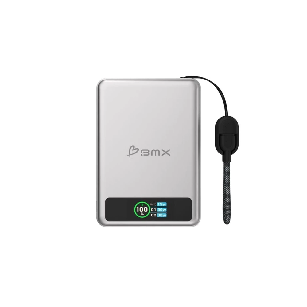 BMX SolidSafe Magnet Powerbank 10000 mAh Silber, Semi-Solid-State