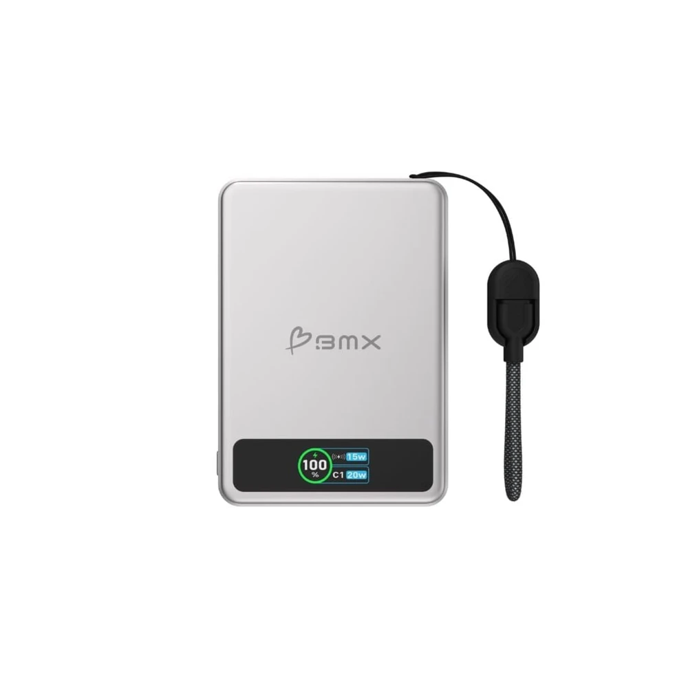 BMX SolidSafe Magnet Powerbank 5000 mAh Silber, Semi-Solid-State