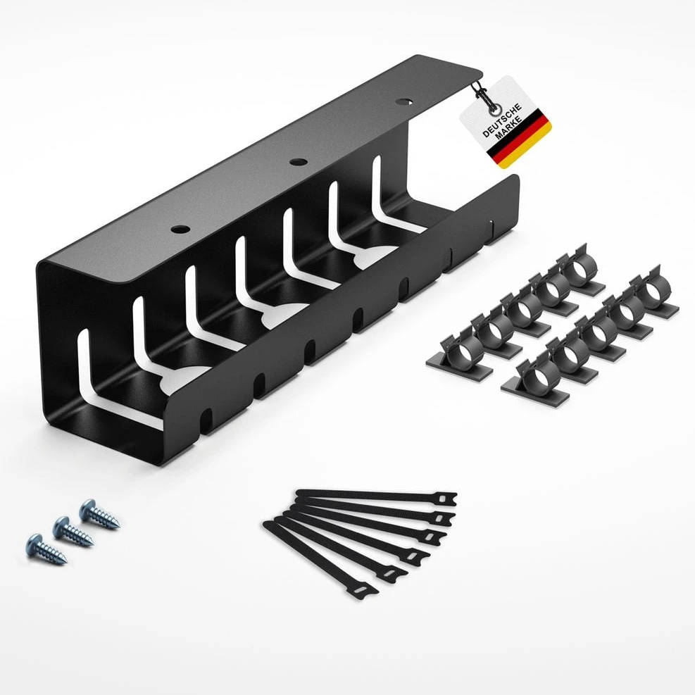 ALBATROS Set A Kabelkanal, Schwarz, Stahl, 7 kg Belastbarkeit