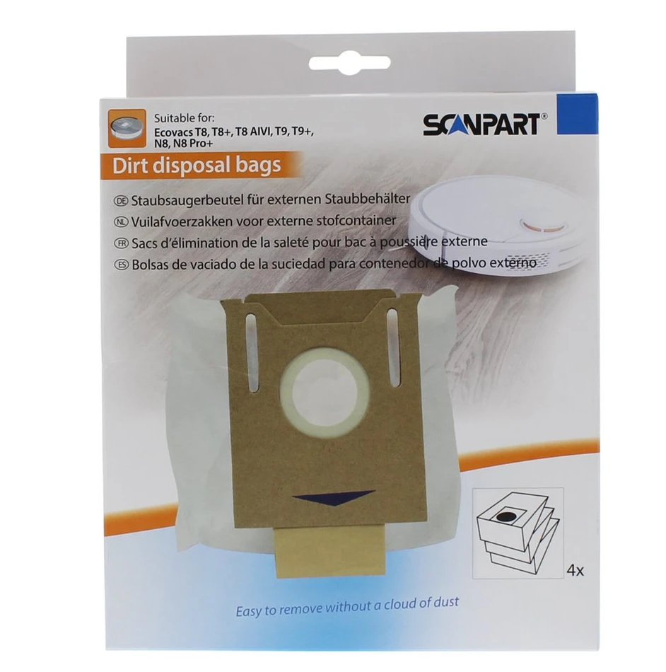 Staubsaugerbeutel Scanpart für Ecovacs Deebot T8, 4er Pack