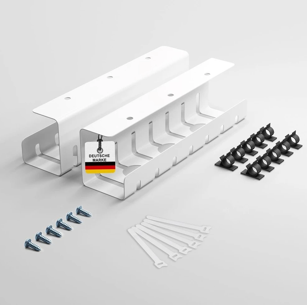ALBATROS Set C Kabelkanal, Weiss, Stahl, Komplettset