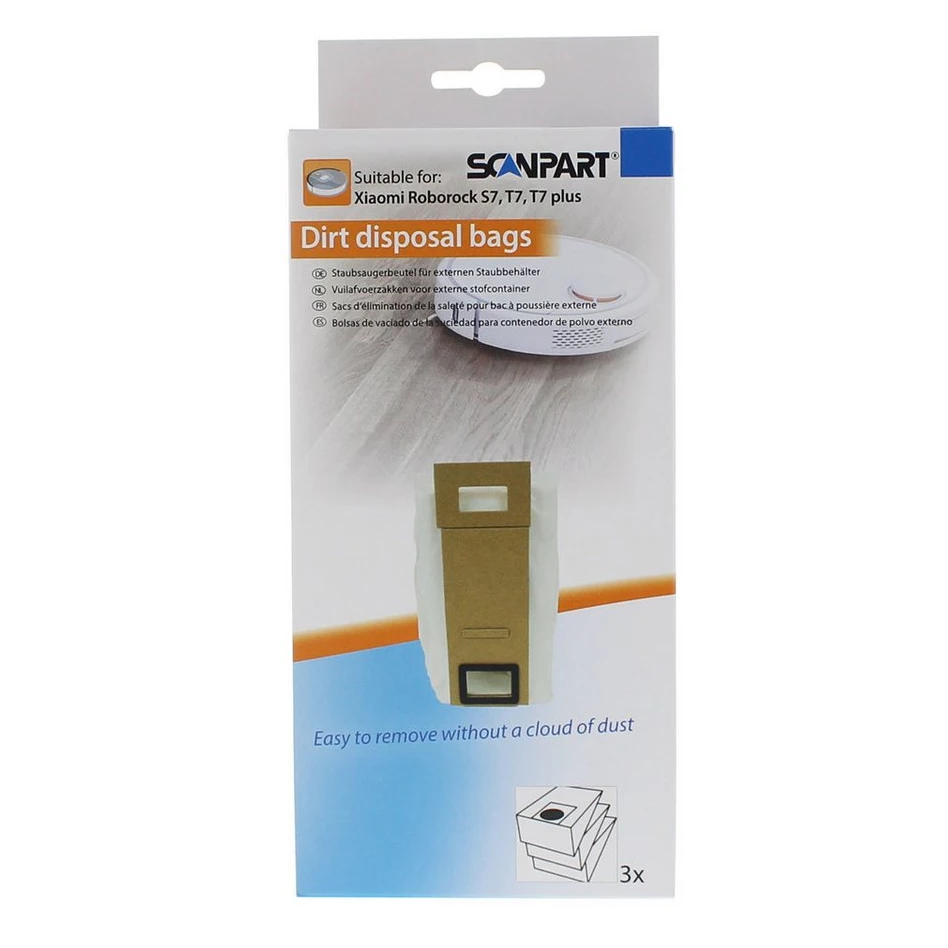 Scanpart Staubsaugerbeutel für Roborock S7, 3 Stück, Weiß
